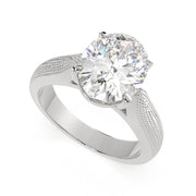 Valentina Oval Cut Solitaire Tapered Milgrain Engagement Ring Setting - Nivetta